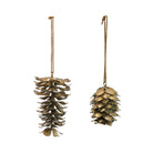 Metal Pinecone Ornament, Distressed Gold Finish, 2 Styles