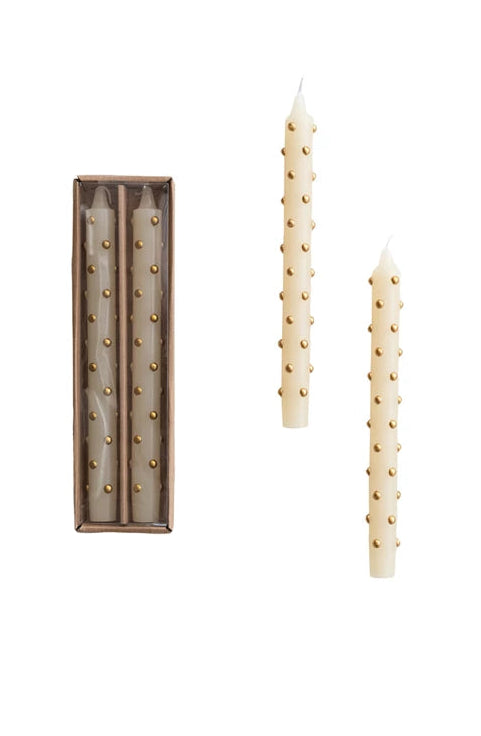 Unscented Taper Candles with 3D Dots in Box, Set of 2