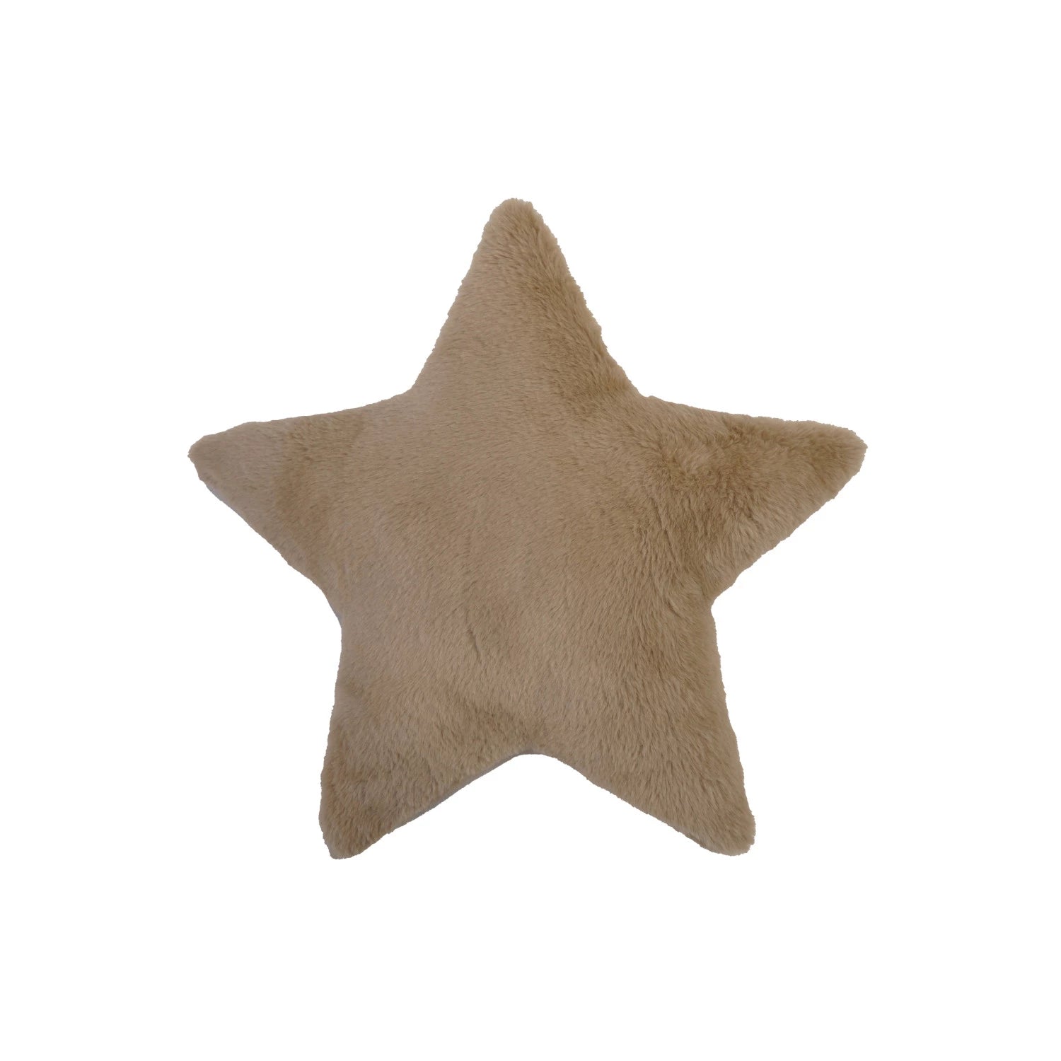 17-3/4"L x 17-3/4"W Faux Fur Star Shaped Pillow, Tan Color