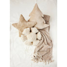 17-3/4"L x 17-3/4"W Faux Fur Star Shaped Pillow, Tan Color