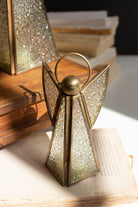 Set of 3 Antique Brass and Glass Christmas Angels
