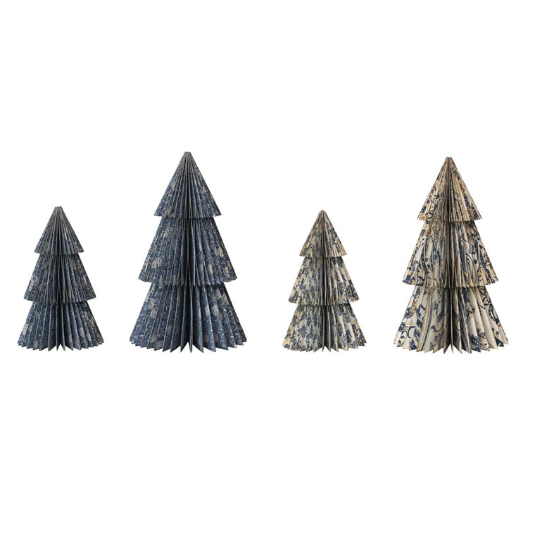 Handmade Folding Honeycomb Trees with Pattern, Set of 2, 2 Styles