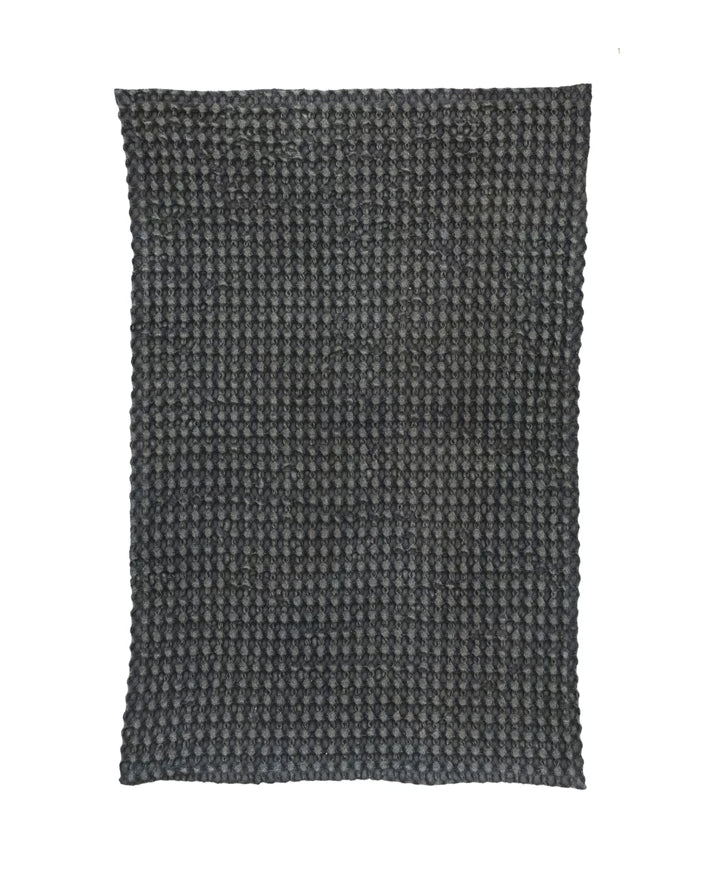 Stonewashed Cotton Waffle Weave Tea Towel, Charcoal Color