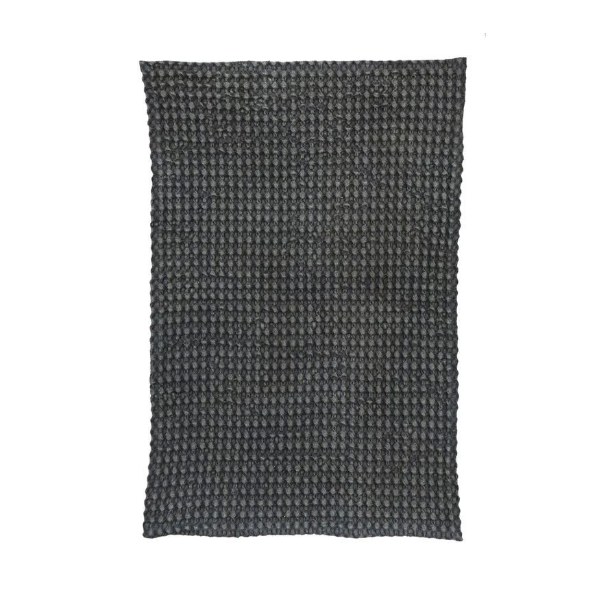 Stonewashed Cotton Waffle Weave Tea Towel, Charcoal Color