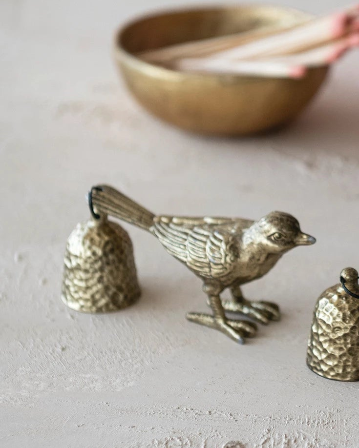 Pewter Bird Shaped Candle Snuffer, Antique Gold Finish