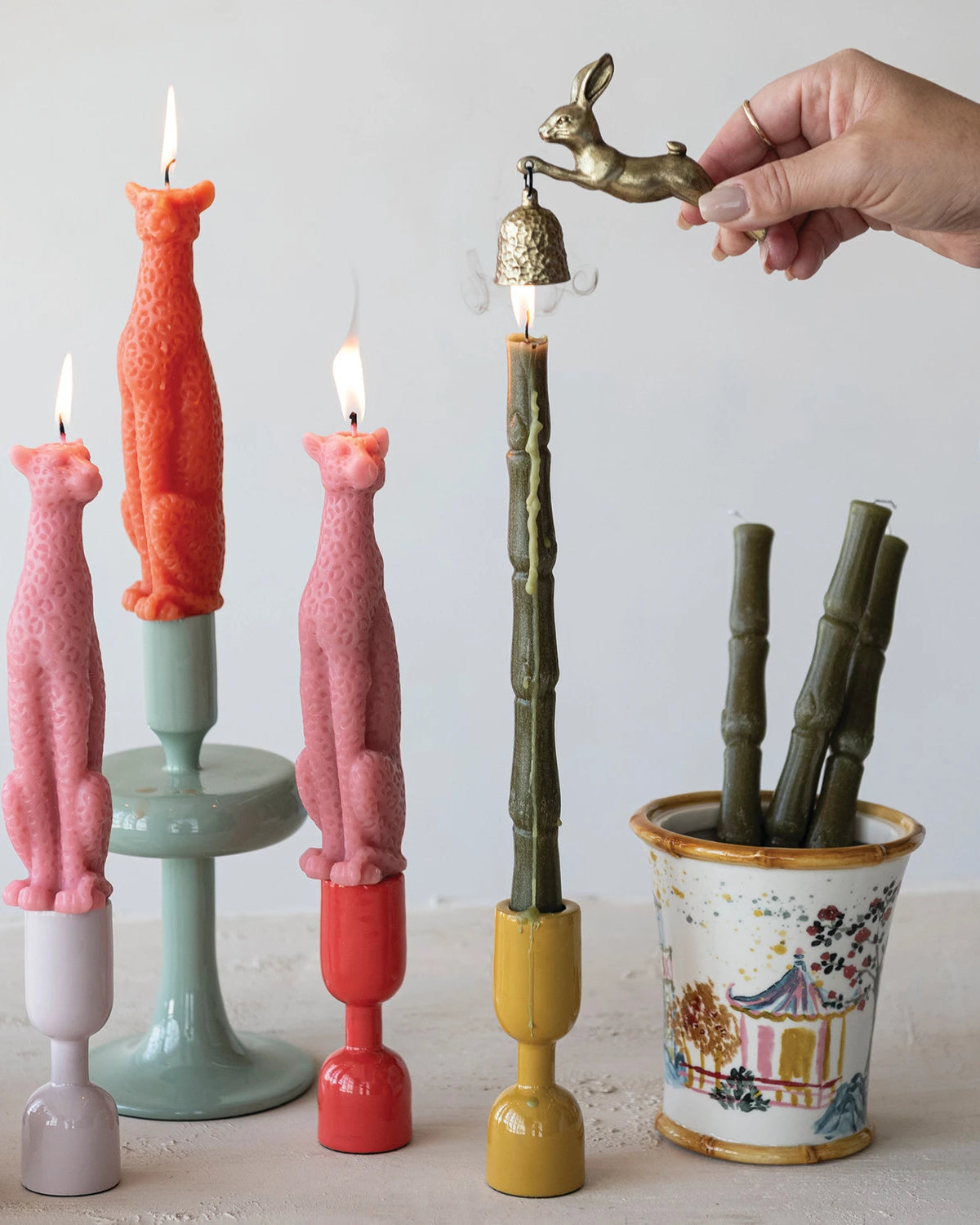 Pewter Rabbit Shaped Candle Snuffer, Antique Gold Finish