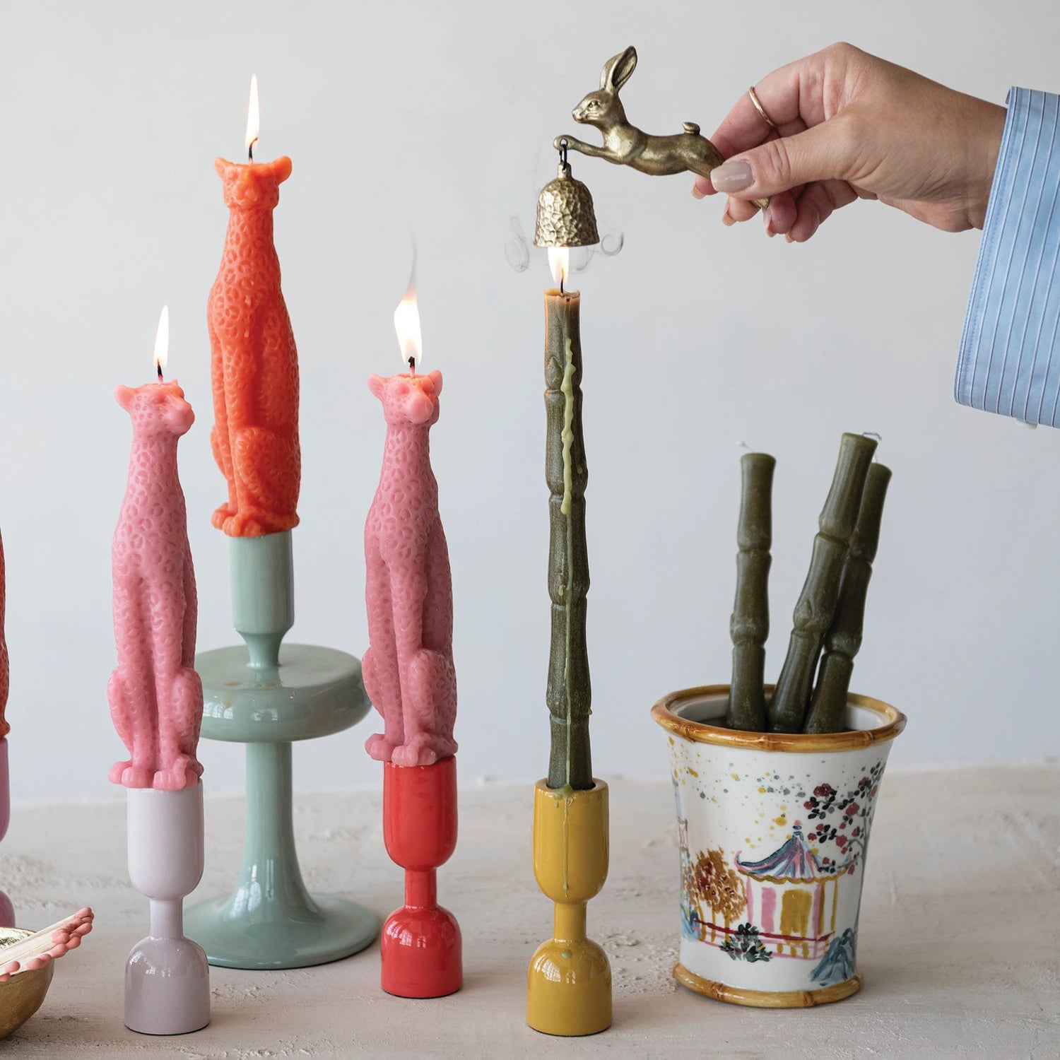 Pewter Rabbit Shaped Candle Snuffer, Antique Gold Finish