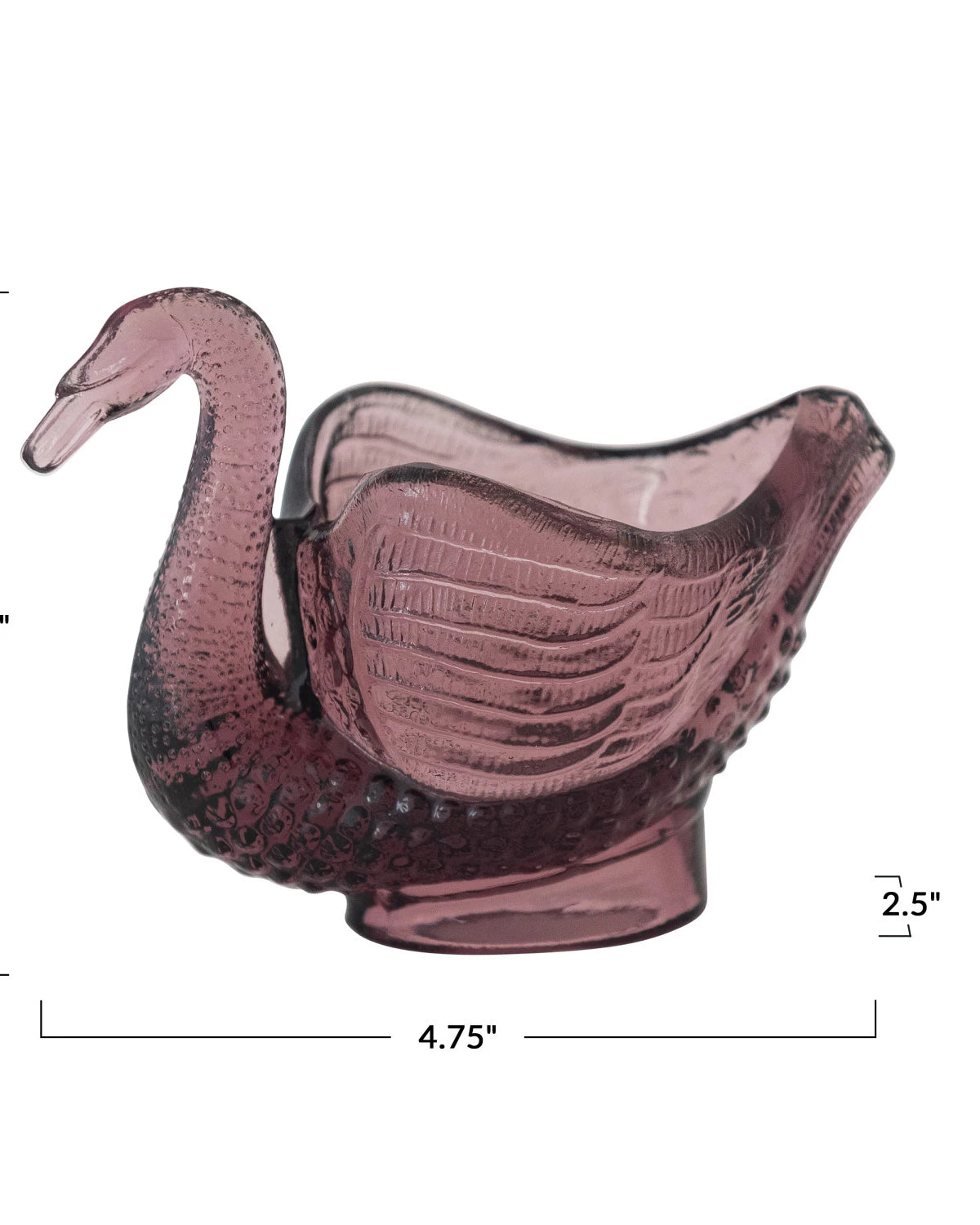 Recycled Glass Swan Shaped Dish/Spoon Holder, Purple