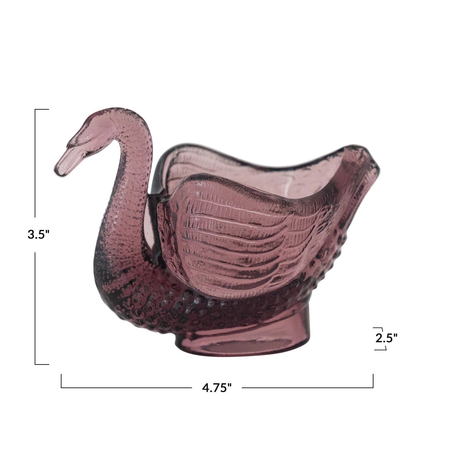 Recycled Glass Swan Shaped Dish/Spoon Holder, Purple