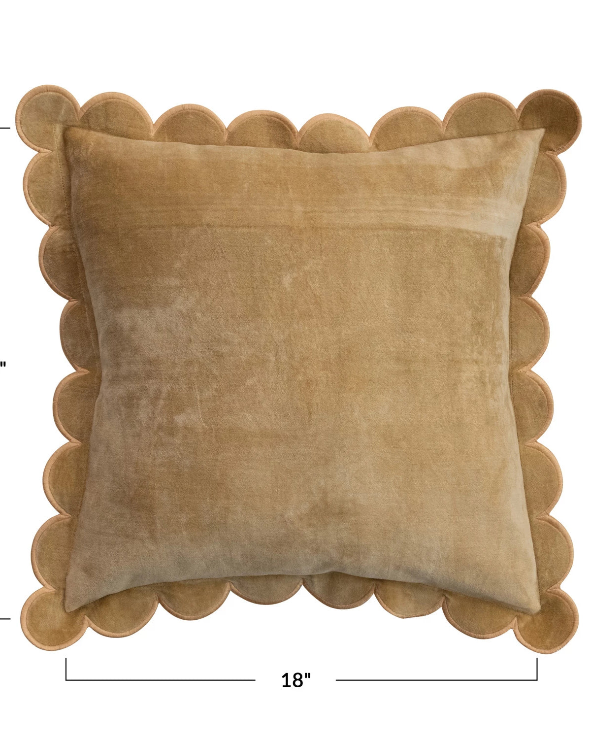 Cotton Velvet Pillow w/ Scalloped Flange & Embroidered Edge, Mustard Color