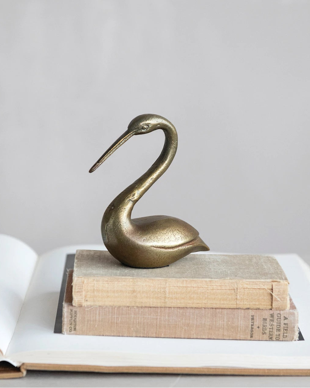 Cast Aluminum Bird, Antique Brass Finish