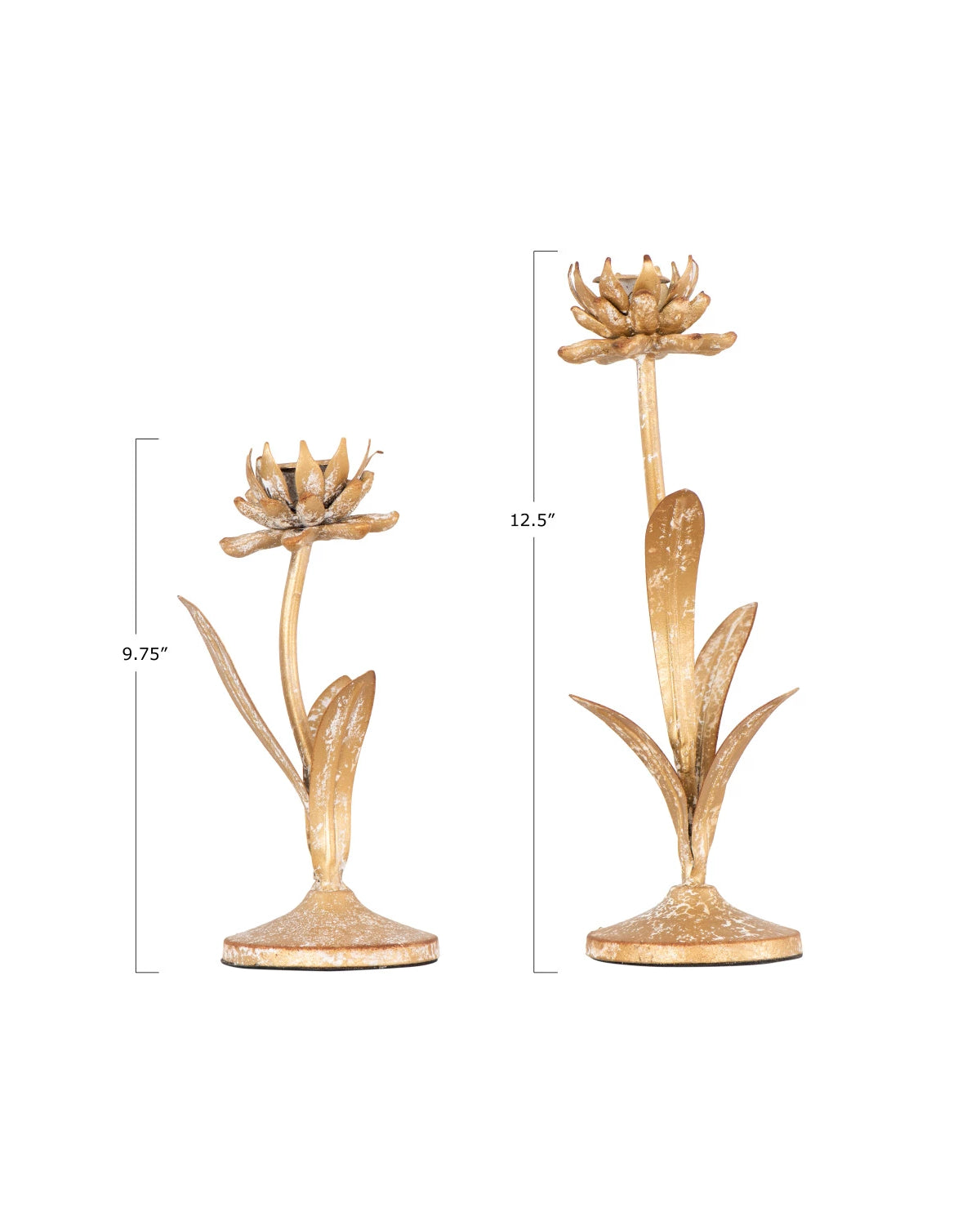 Metal Flower Taper Holders, Set of 2
