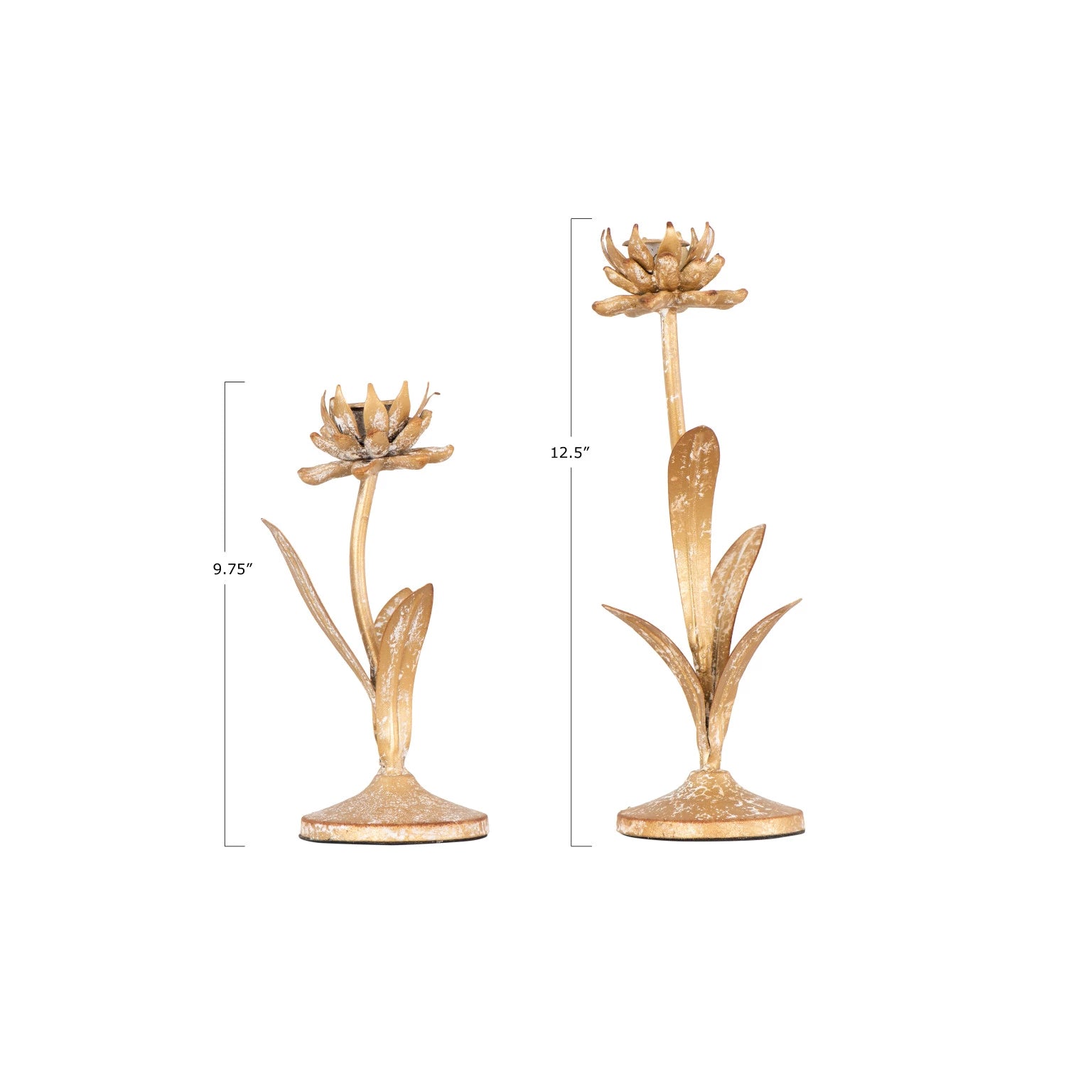 Metal Flower Taper Holders, Set of 2