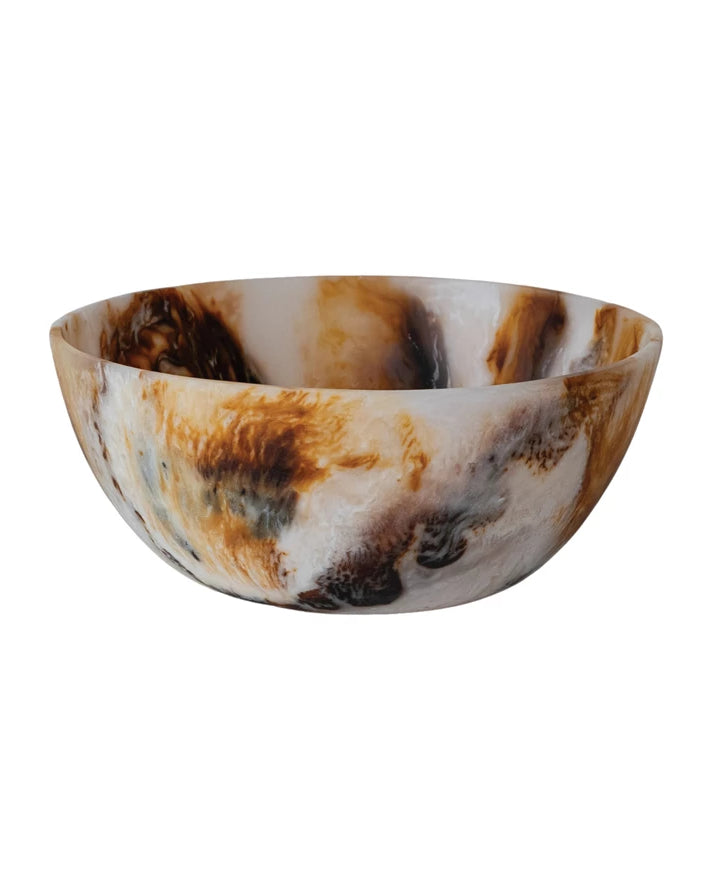 Marbled Resin Bowl, Brown & Cream Color (Each One Will Vary)