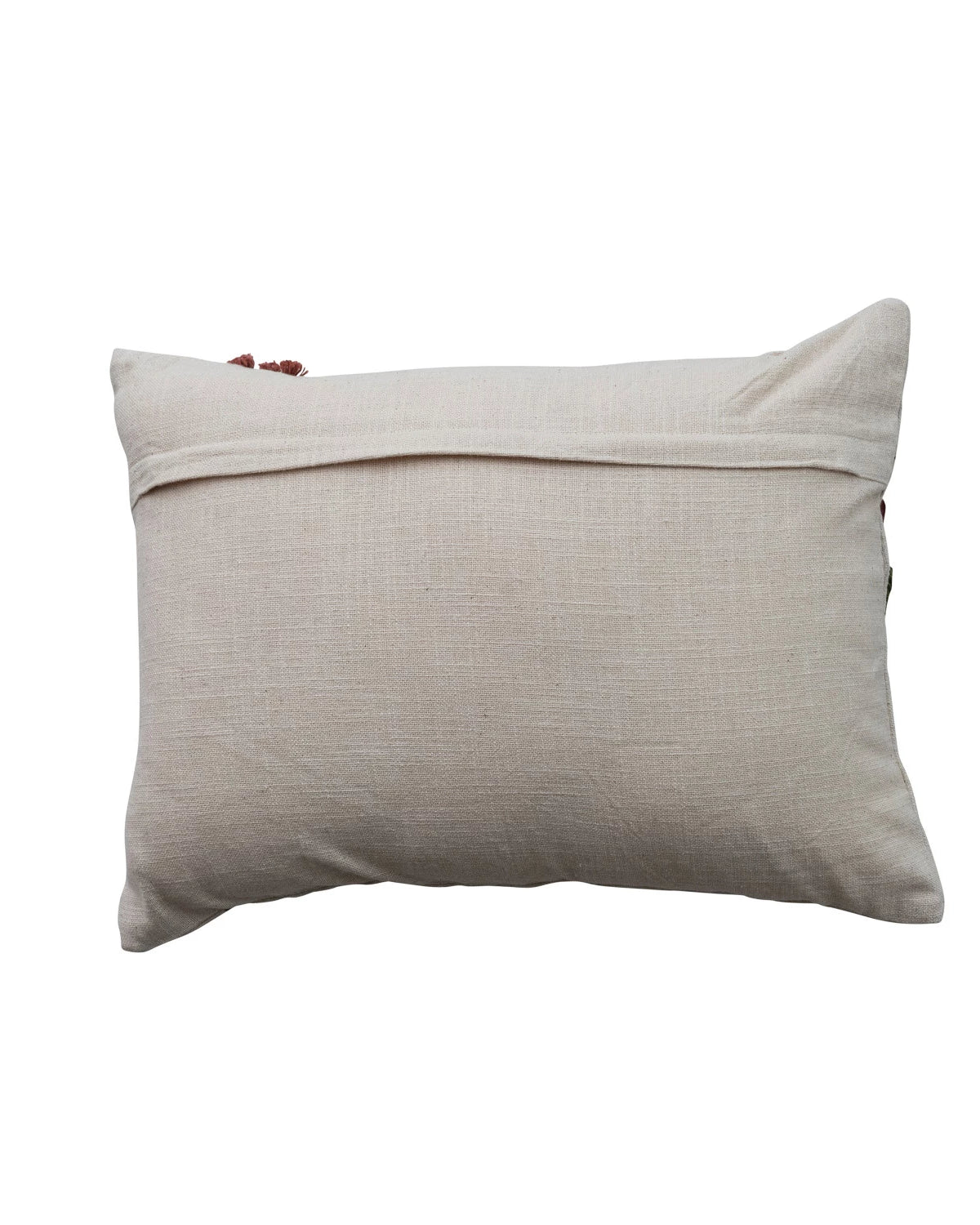 Cotton Slub Lumbar Pillow with Hand-Embroidered Flowers