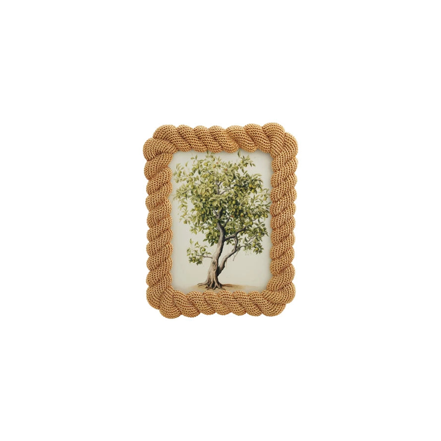 7"W x 9"H Resin Rope Photo Frame, Gold Finish (Holds 5" x 7" Photo)
