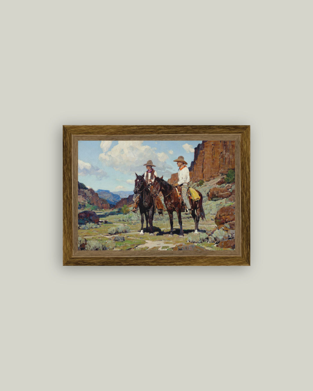 Wyoming Cattlemen Framed Antique Art - 6x4