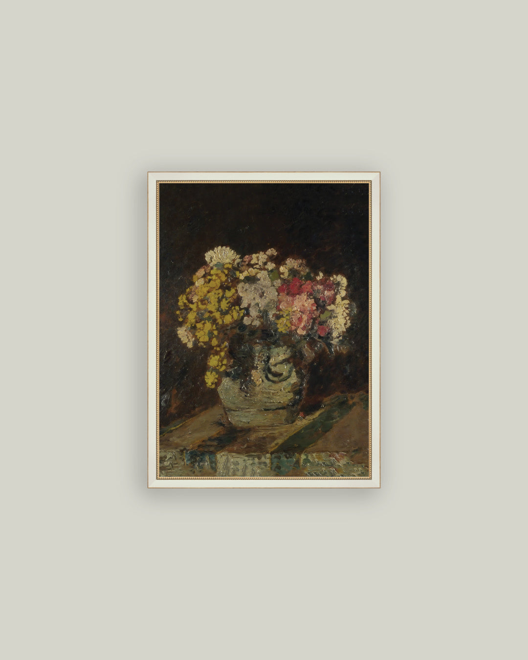 Vase of Pink & Yellow Flowers