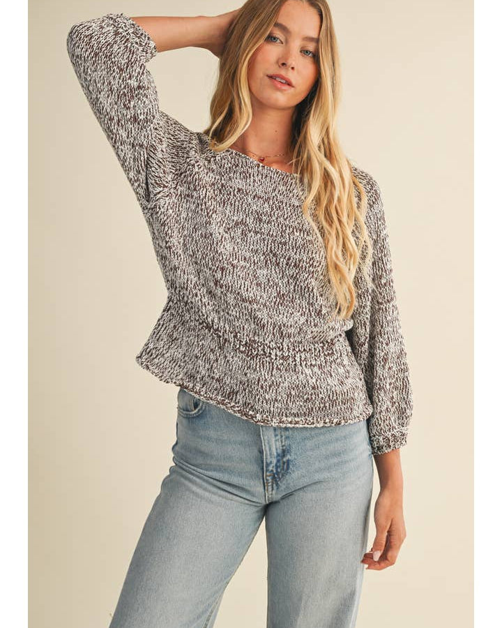 Two-Tone Peplum Sweater Top