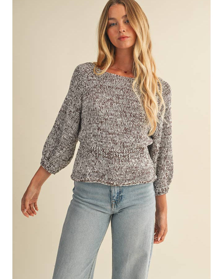 Two-Tone Peplum Sweater Top