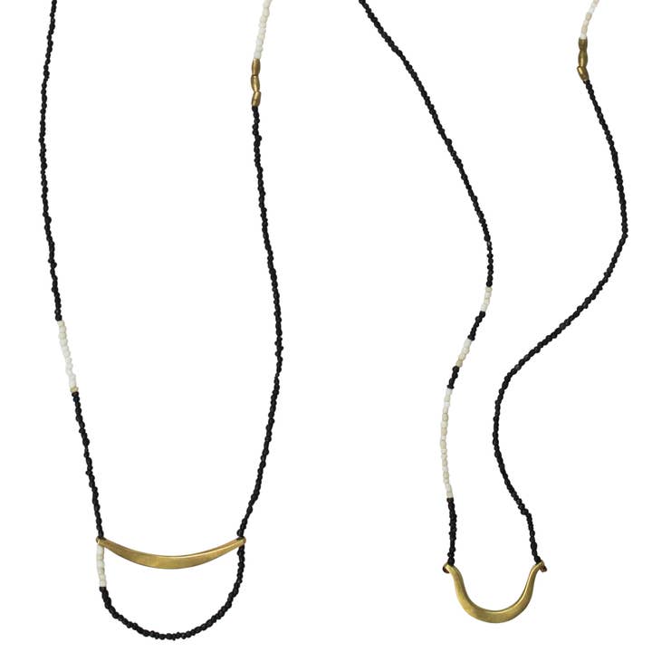 Quay Beaded Necklace, Black - Set of 2. 29” Length