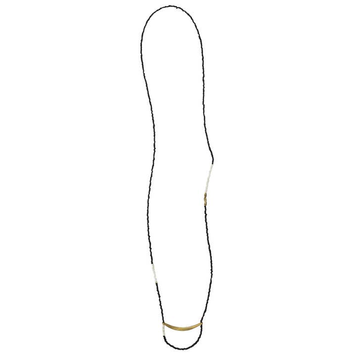 Quay Beaded Necklace, Black - Set of 2. 29” Length