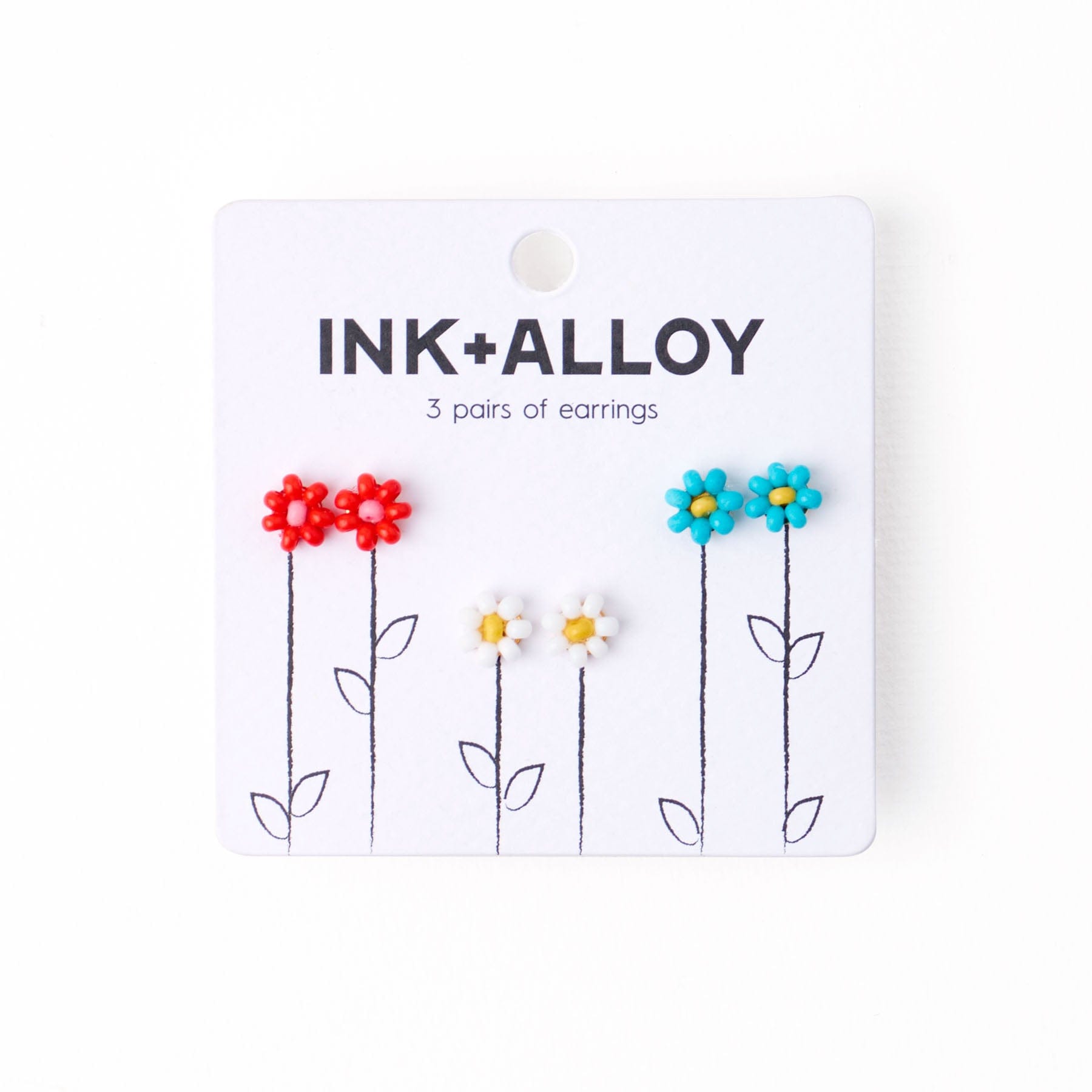 Tina Flower Earrings Trio Set Lapis, Pink + Kelly Green Wholesale