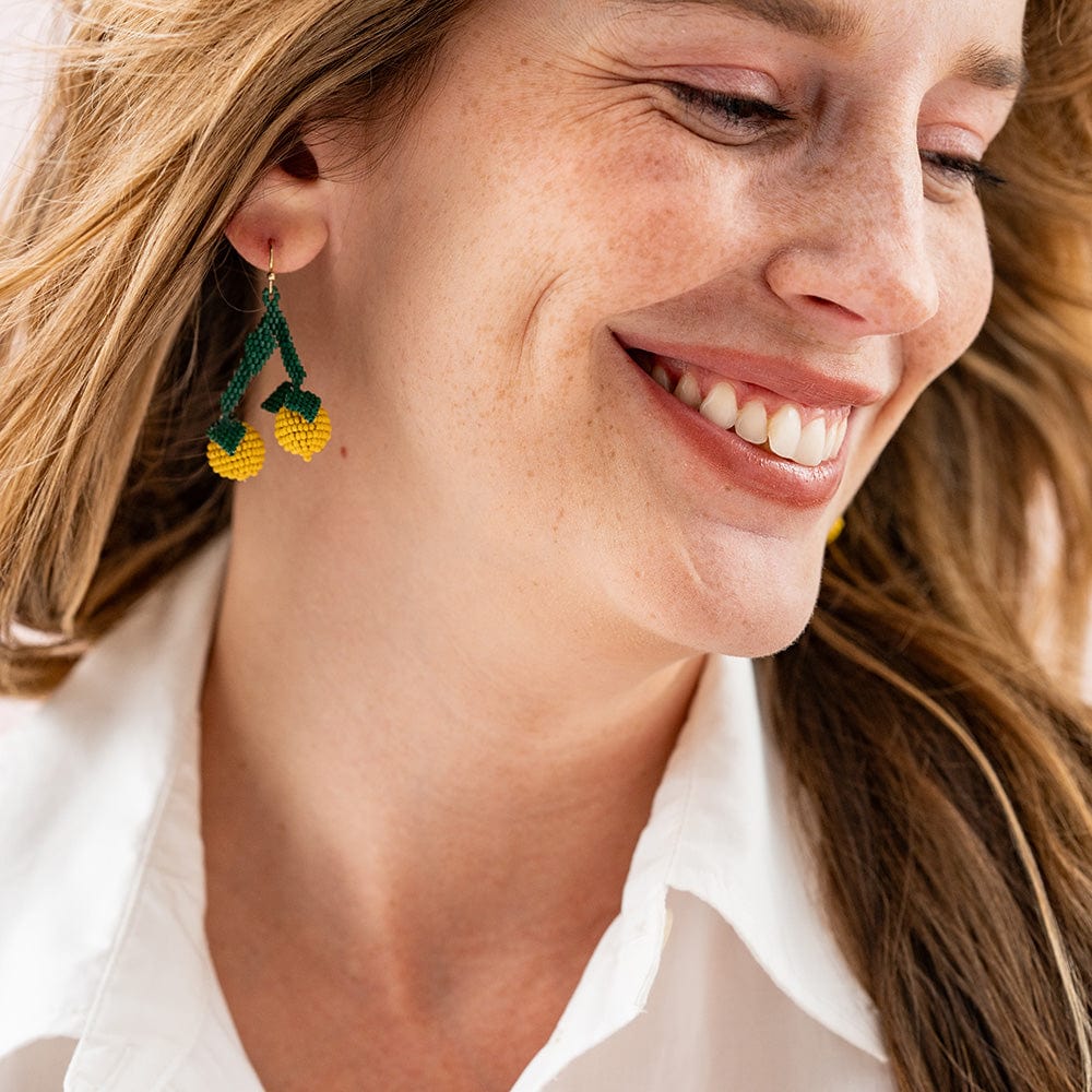 Lottie Lemon Dangle Luxe Earrings Yellow