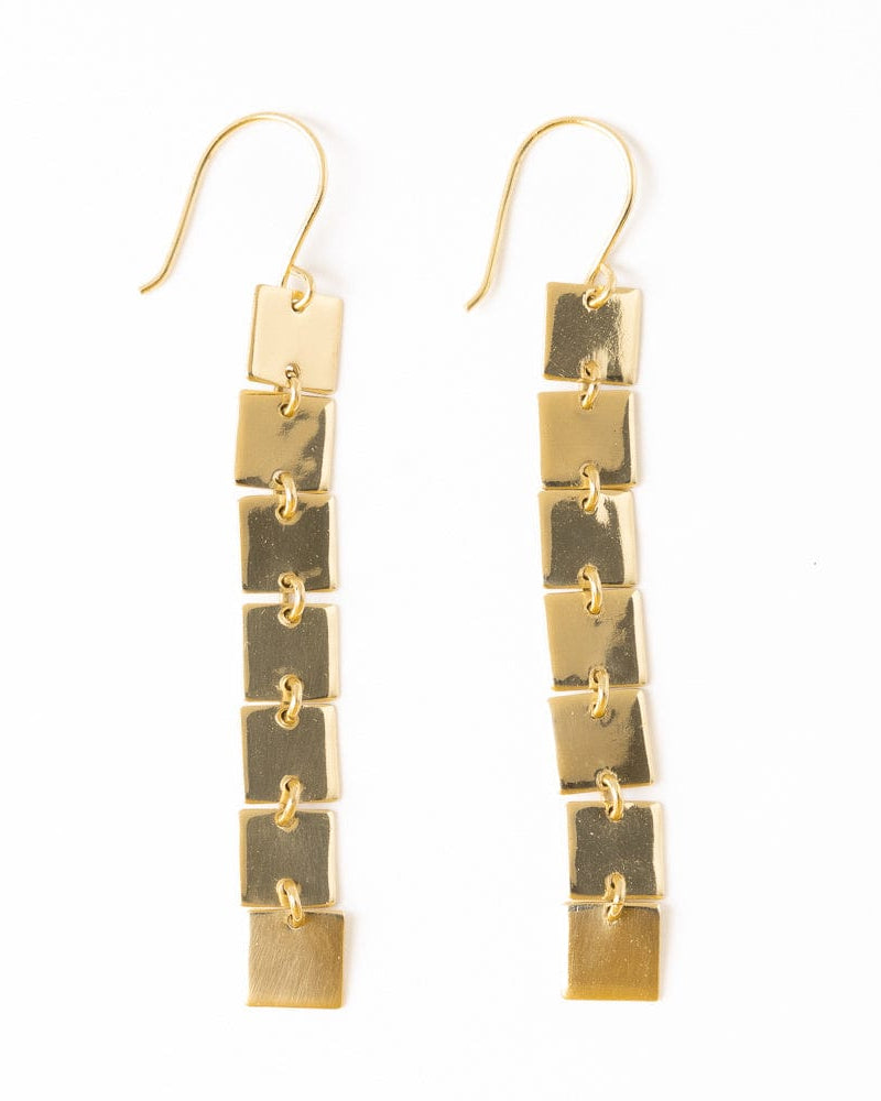 Jade Square Dangle Earrings Brass