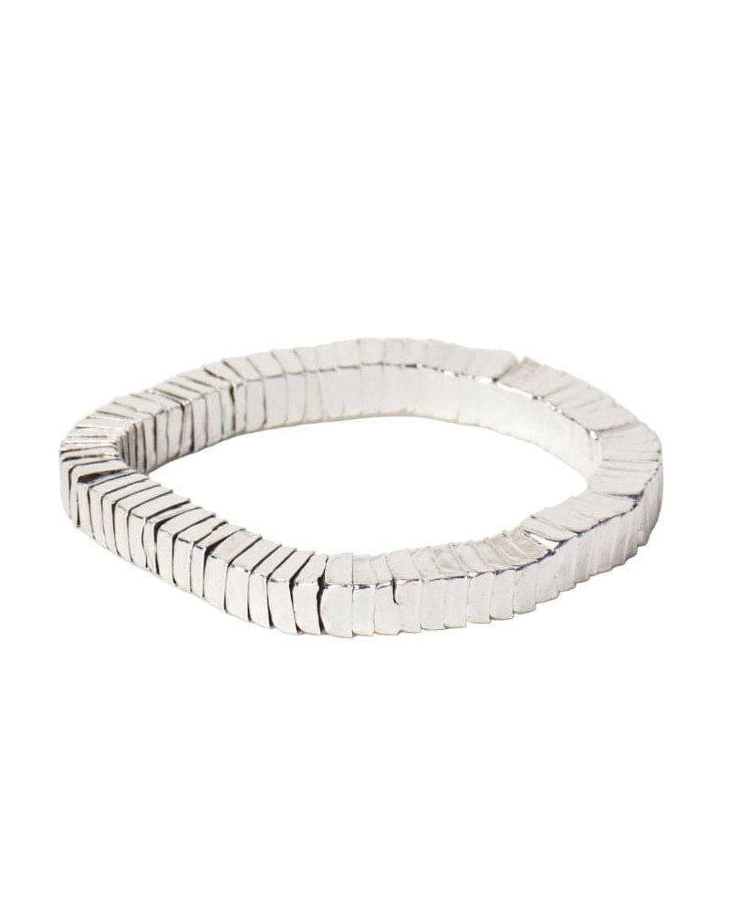 Lucille Square Bead Stretch Bracelet Silver