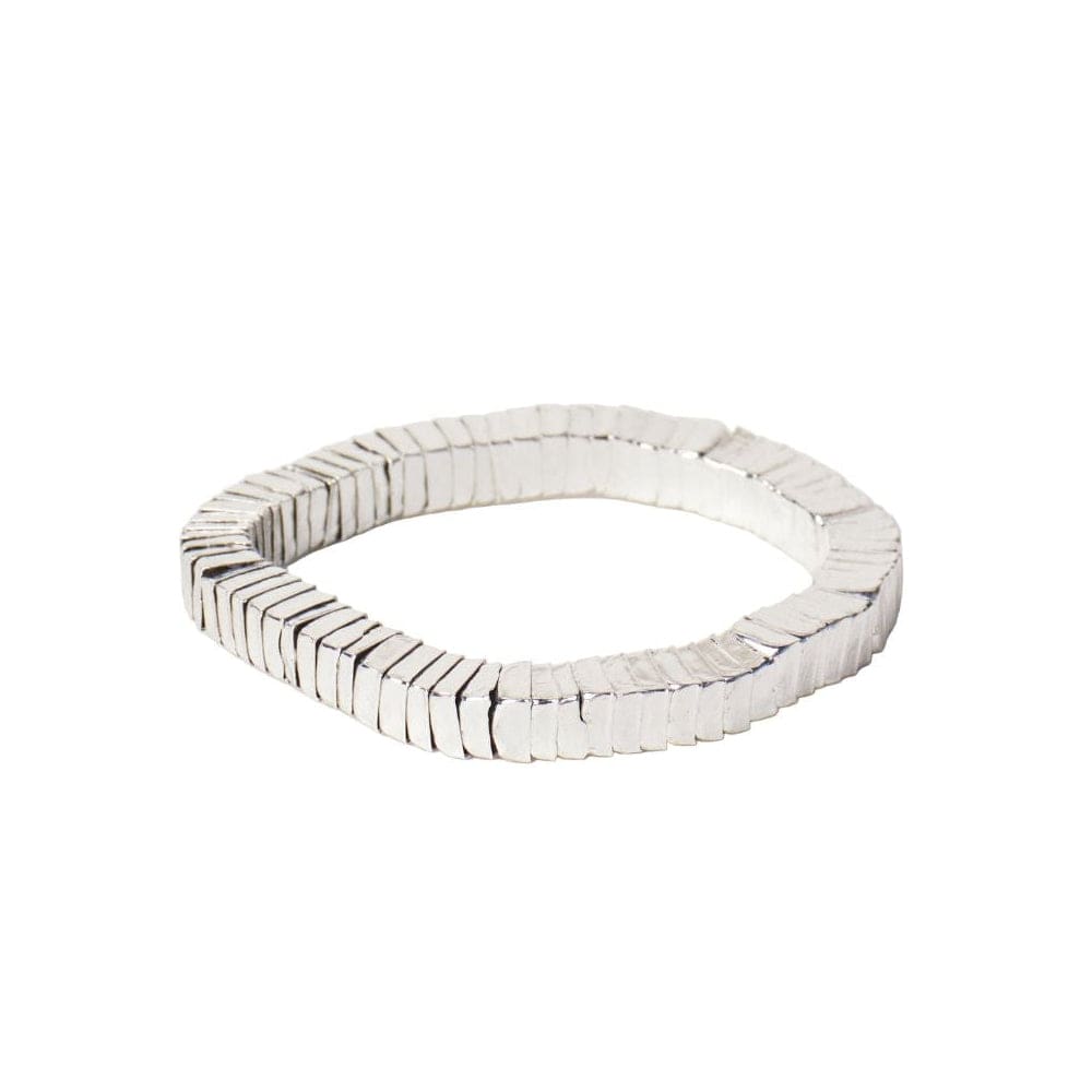 Lucille Square Bead Stretch Bracelet Silver