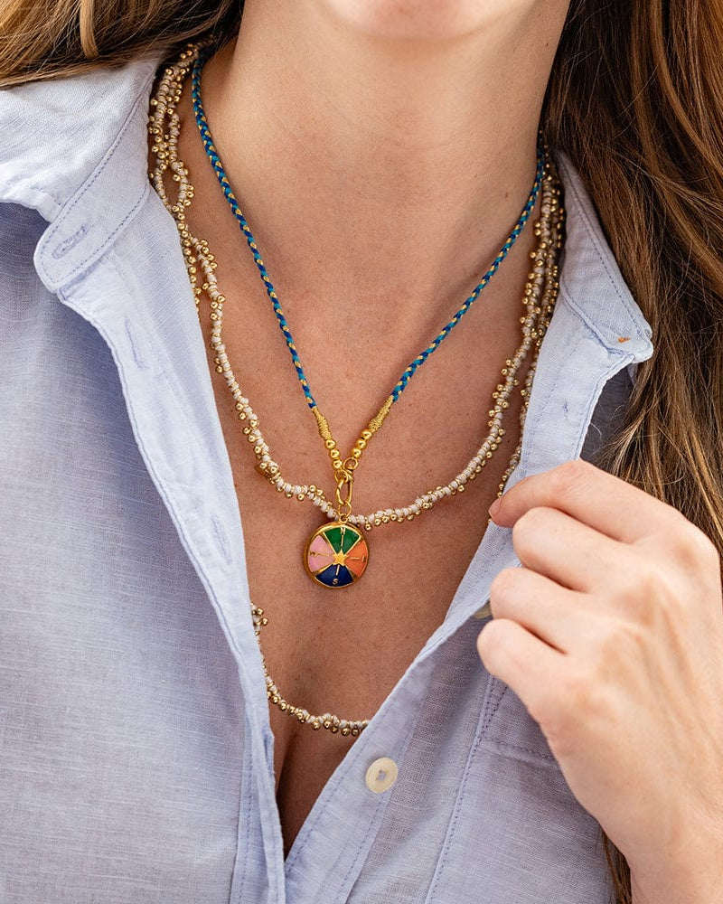 Rosemary Thread With Brass Extra Long Necklace White