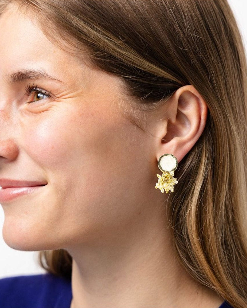Kimberly Enamel Earring White