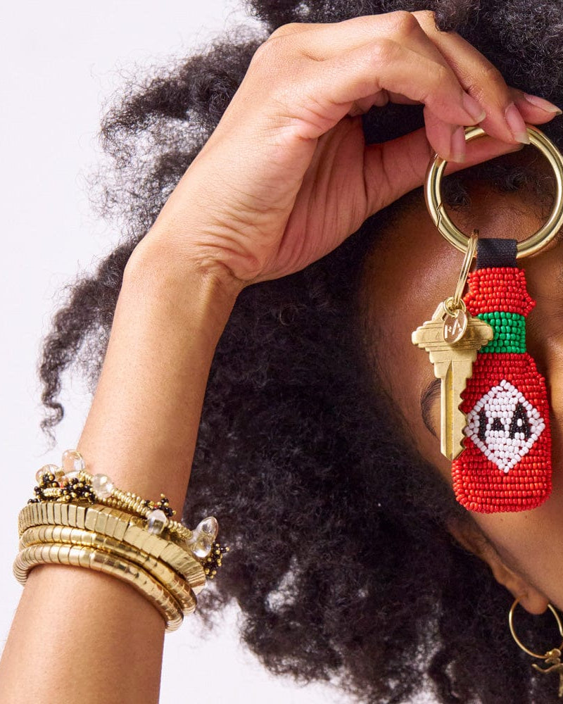 Hope Brass Stretch Bracelet With Glass Beads Clear