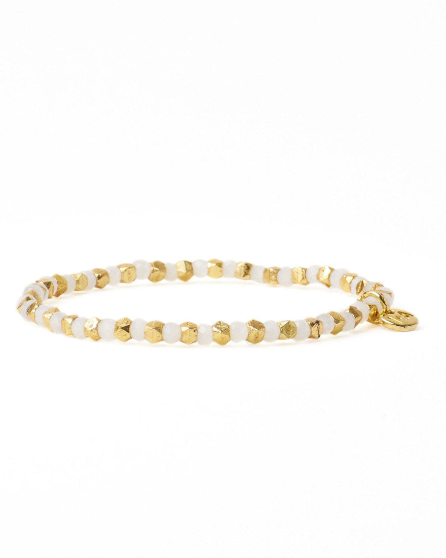 Louise Crystal Stretch Bracelet White + Gold
