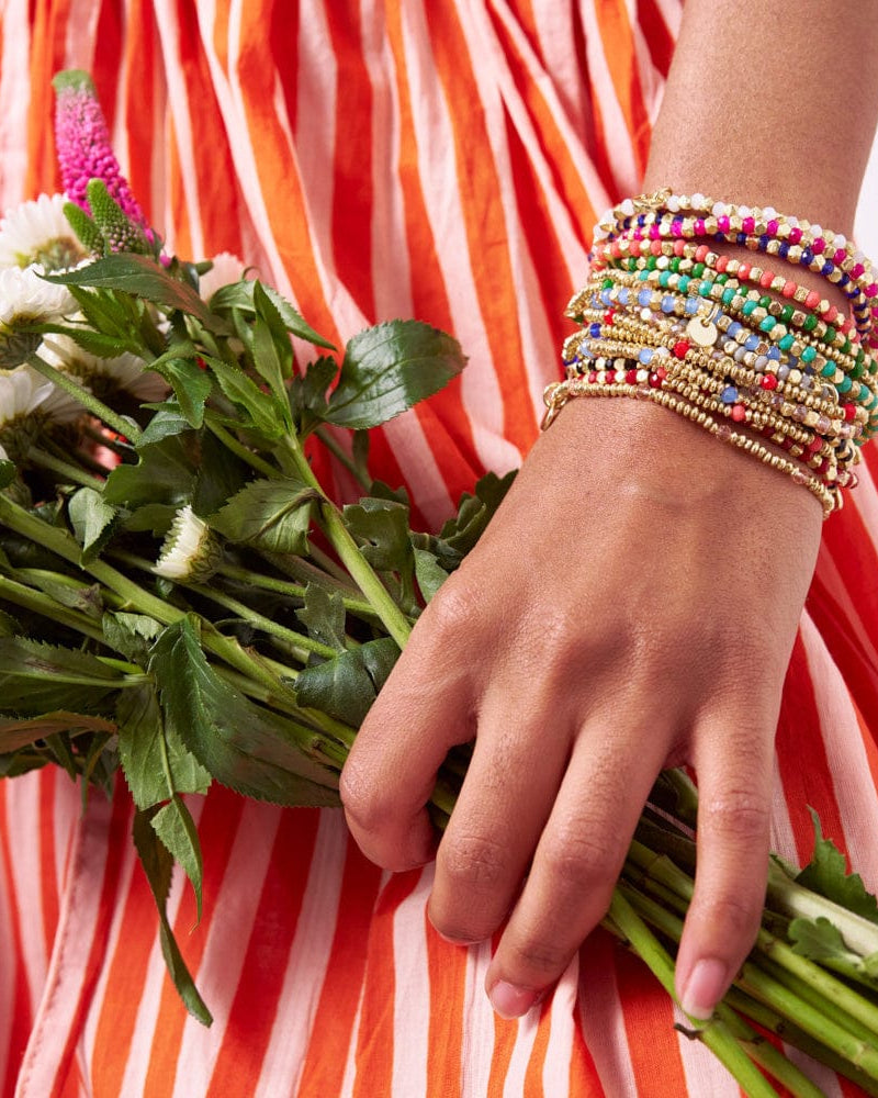 Louise Crystal Stretch Bracelet White + Gold