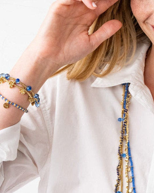 Louise Crystal Stretch Bracelet Blush + Gold