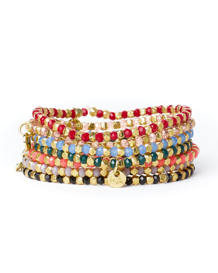 Louise Crystal Stretch Bracelet Blush + Gold