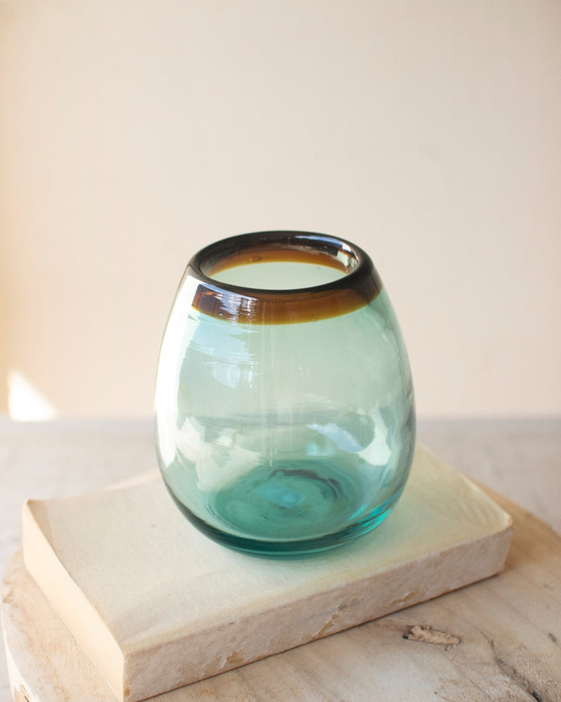 Amber Rim Stemless Wine Glass