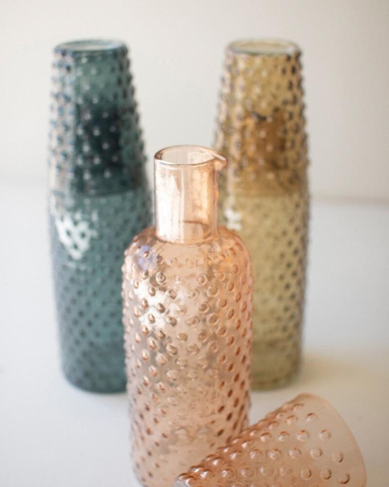 Set of 3 Bubble Glass Carafes with Tumbler