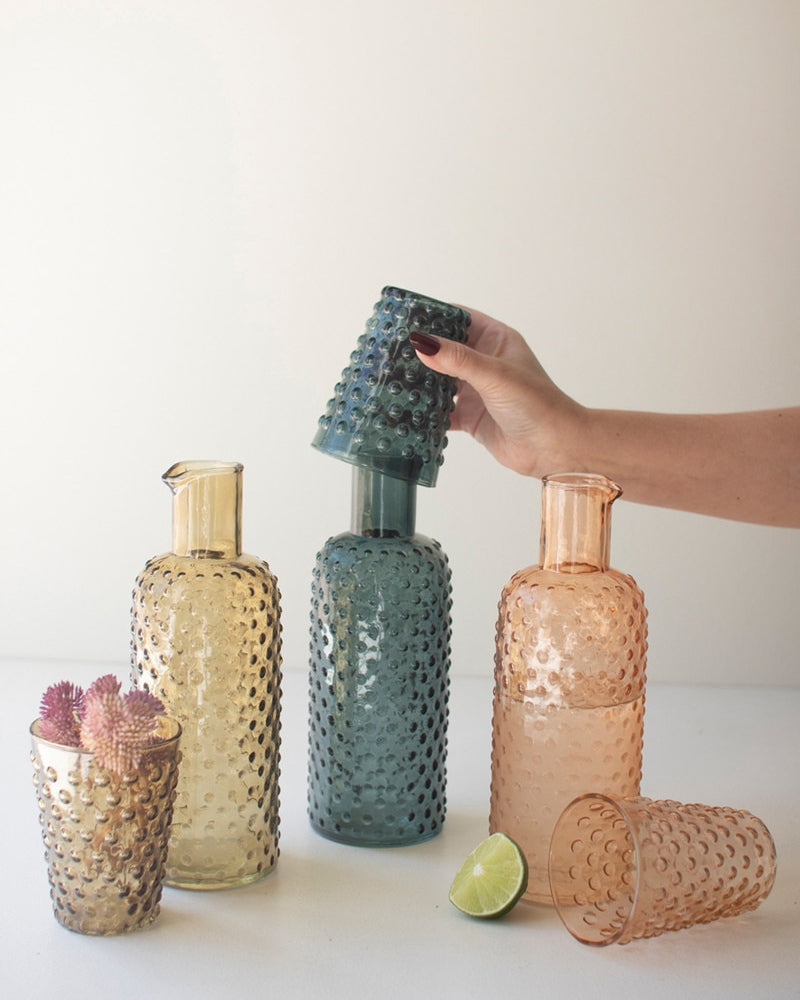 Set of 3 Bubble Glass Carafes with Tumbler