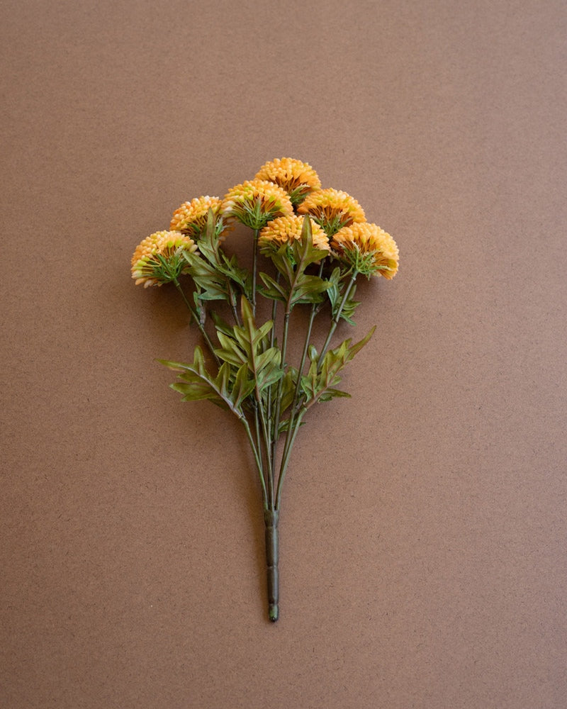 Bundle of 7 Artificial Yellow Ball Dahlias