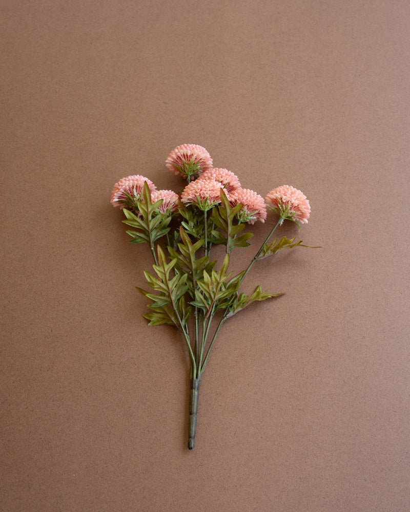 Bundle of 7 Artificial Light Pink Ball Dahlias