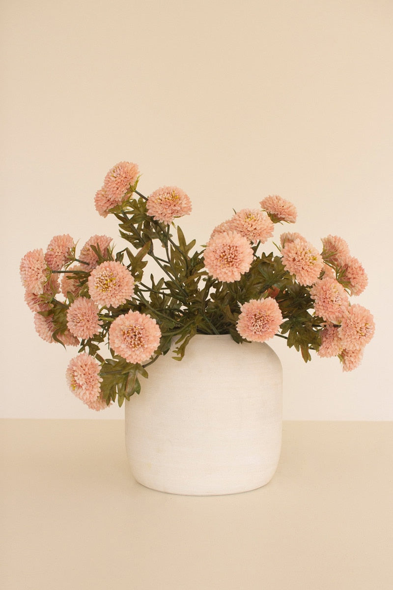 Bundle of 7 Artificial Light Pink Ball Dahlias