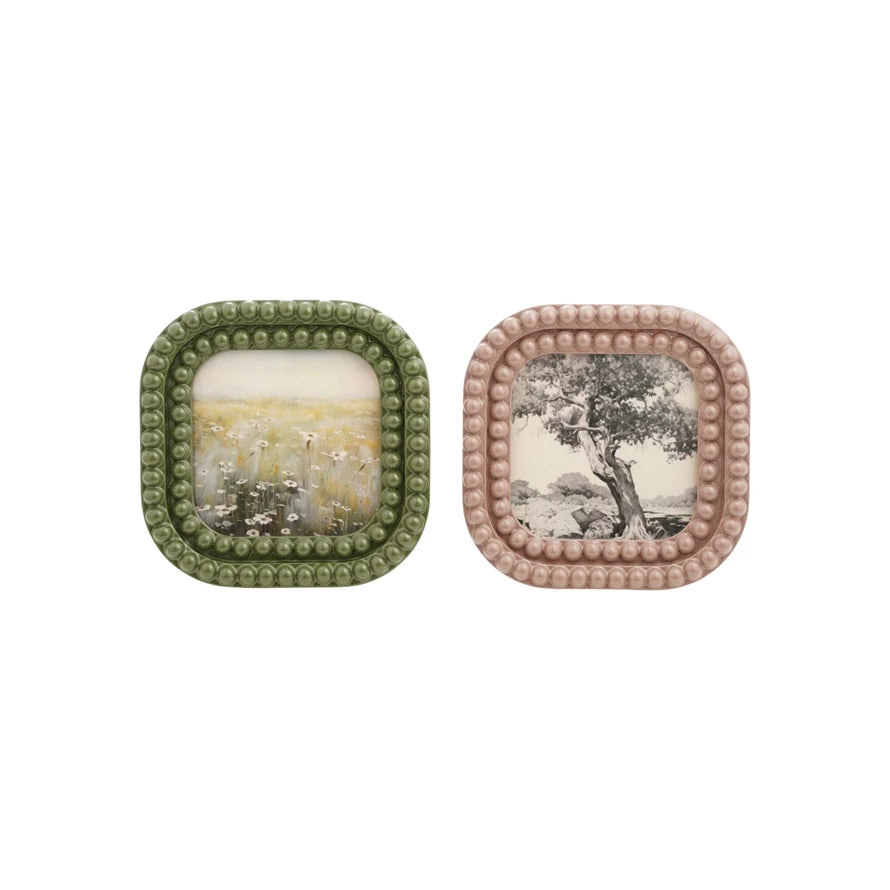 Resin Bobbin Photo Frame, 2 Colors (Holds 4" x 4" Photo) (Hangs or Sits)