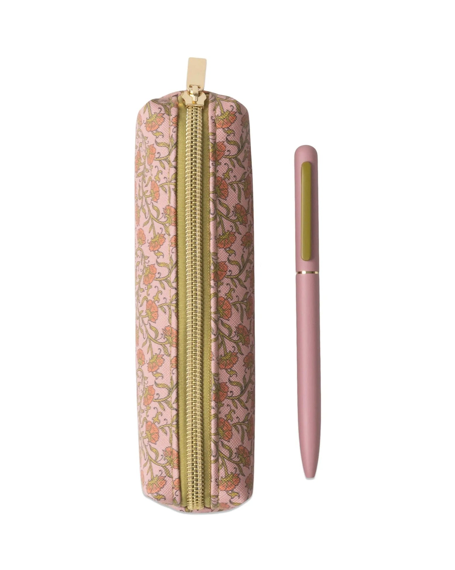 Pen & Pouch Set - Pink Vintage Floral
