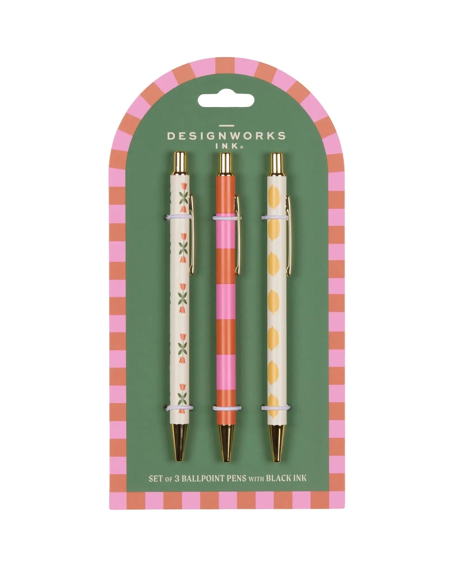 A Dopo Set Of 3 Pens - Flower, Stripe, Lemon