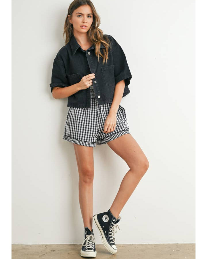 Button Front Cropped Shirt - BMJ7681