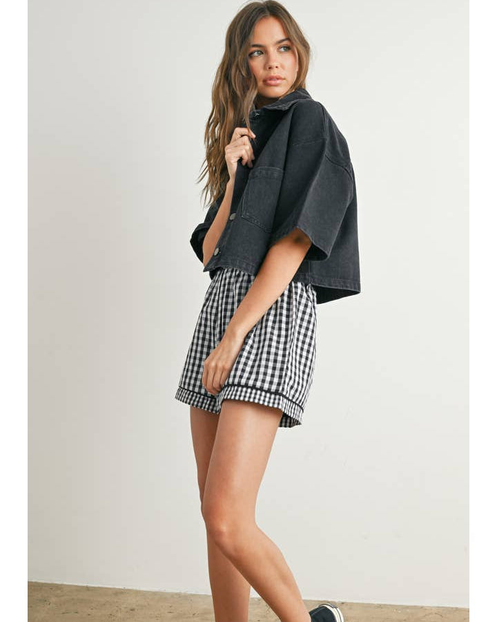Button Front Cropped Shirt - BMJ7681