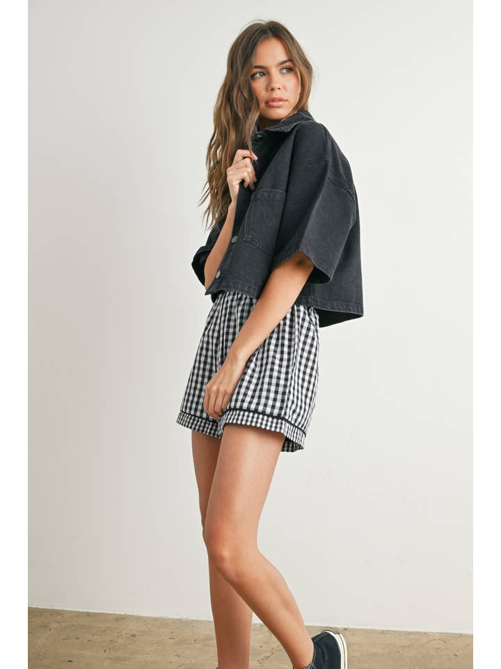Button Front Cropped Shirt - BMJ7681